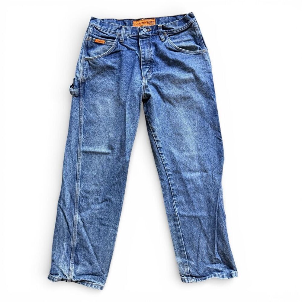 Mens Wrangler FR Riggs Workwear Stonewash Denim Jeans - Sz 32 x 30